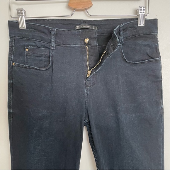 Zara Trafaluc Black Cropped Skinny Jeans Gold Bobble Button Ankle Embellished - Picture 12 of 16